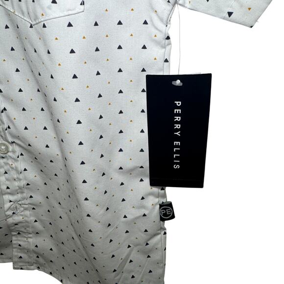 Perry Ellis Kids Short Sleeve Button Up Shirt Geometric Triangle Print Size 7 - Picture 3 of 5